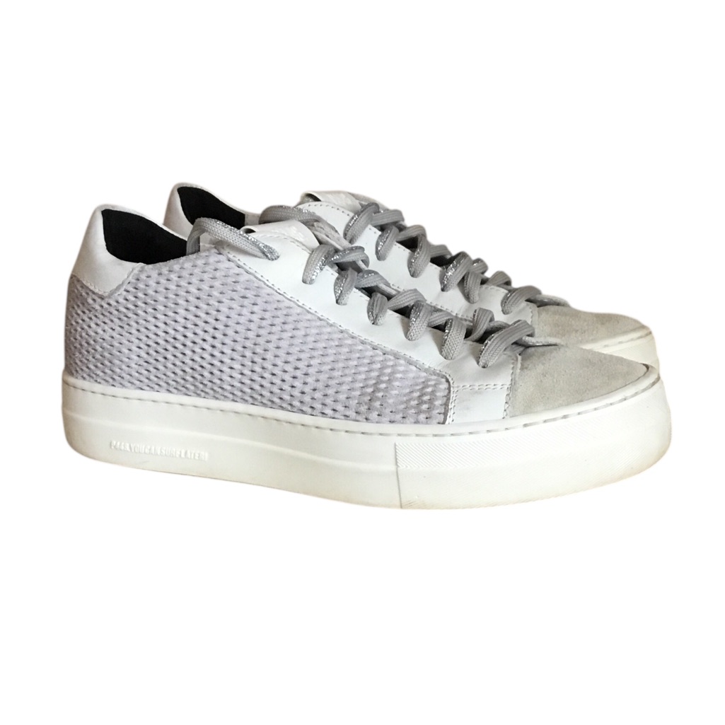 P448 Thea Stardust White Silver Low Top Leather Sneakers
